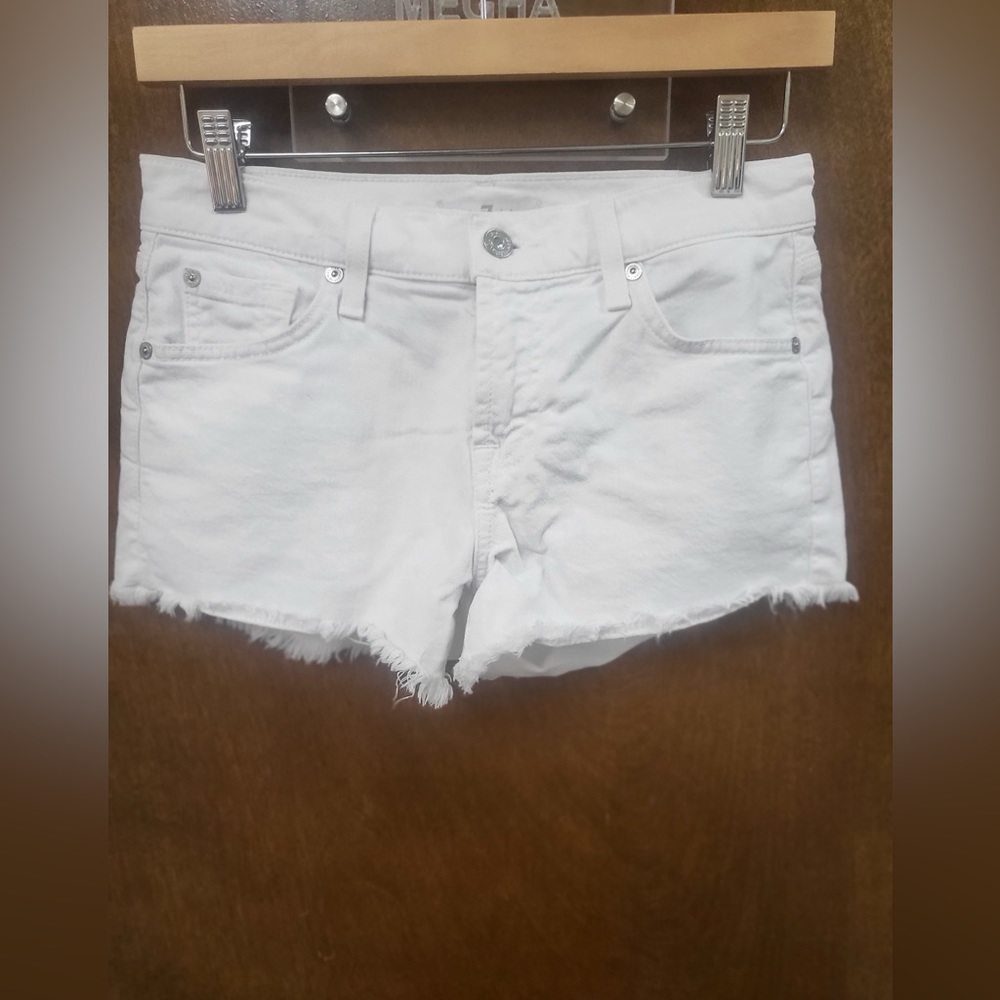7 For All Mankind White Denim Shorts